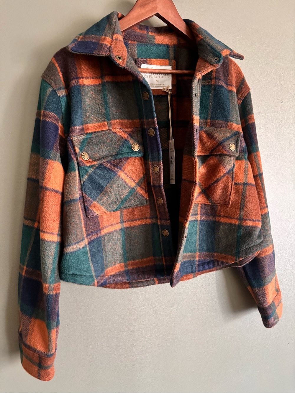 Bass Pro Sierra Teal Plaid Shirt Jacket - M - NWT